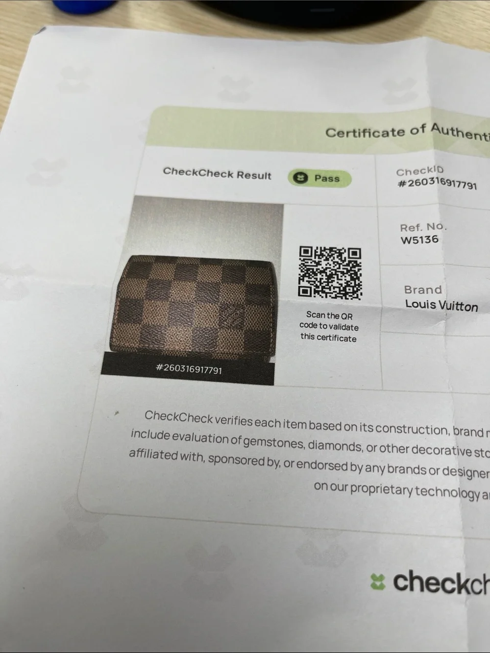 Authentic Louis Vuitton Damier Ebene Coated Canvas Card Holder EUC w/COA Include